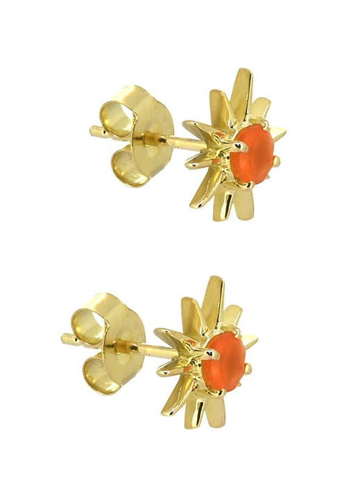 Carnelian SunShine Stud Earrings  Gold Plated over Silver