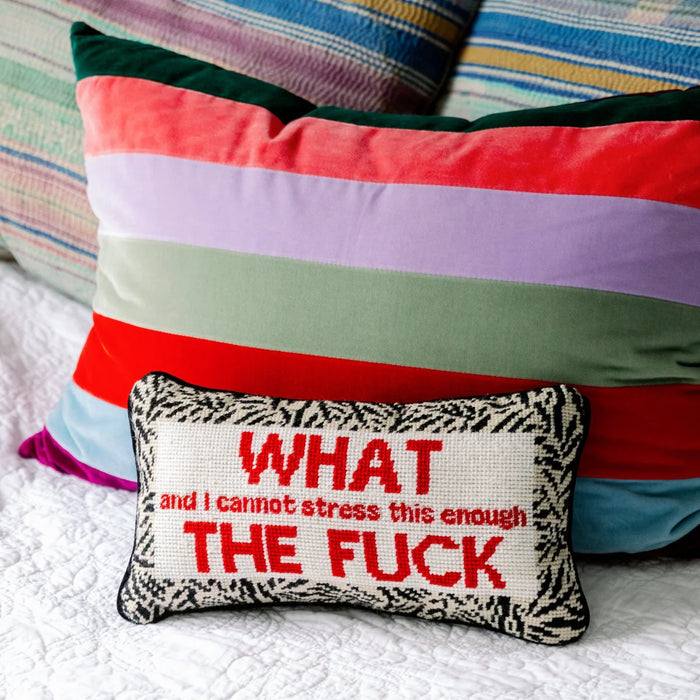 WTF Needlepoint Pillow