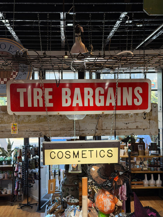 Vintage Metal Tire Bargains Advertising Sign