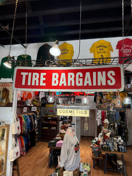 Vintage Metal Tire Bargains Advertising Sign