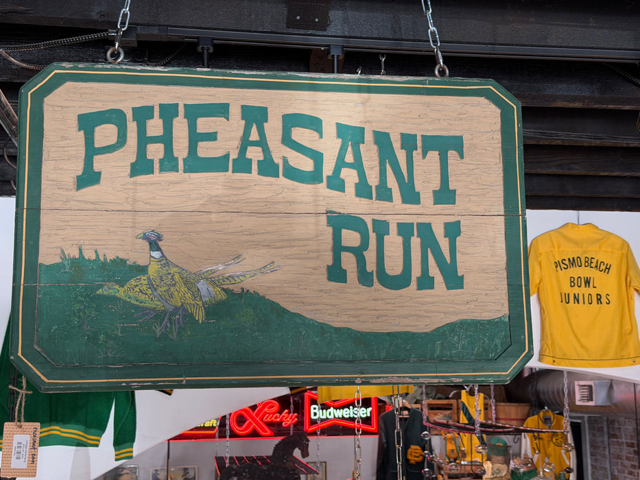 Vintage Wooden Pheasant Run Advertising Sign