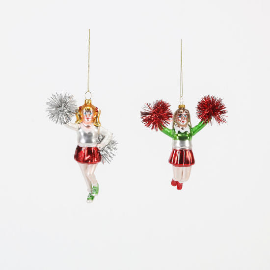 Glass Cheerleader Ornament