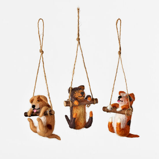 Wool Dangling Dog Ornament