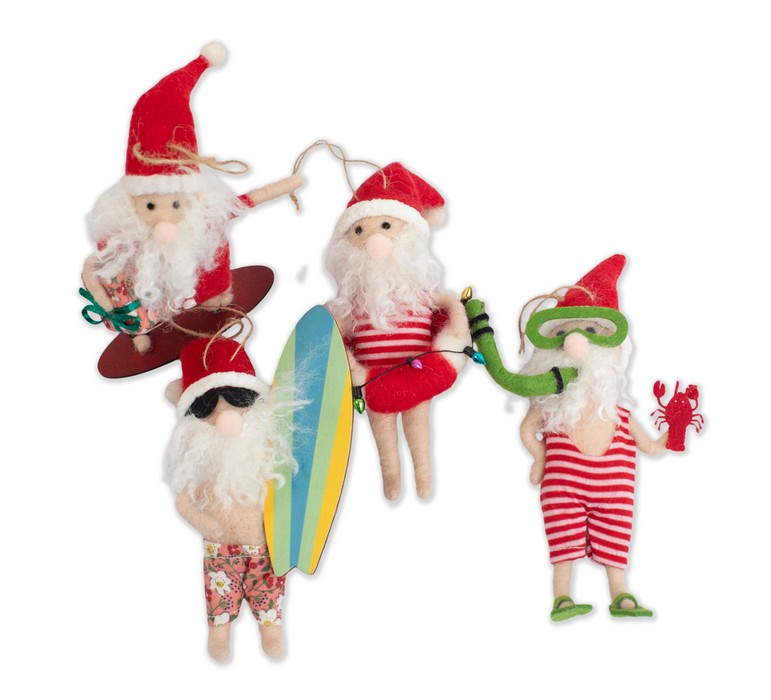 Felt Beach Santa Ornament