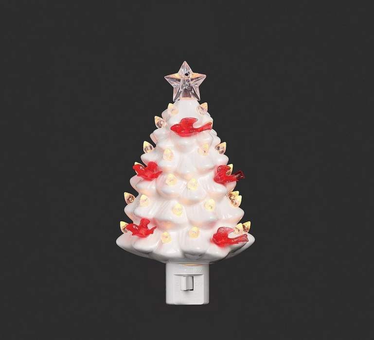 7"H White Tree Night Light