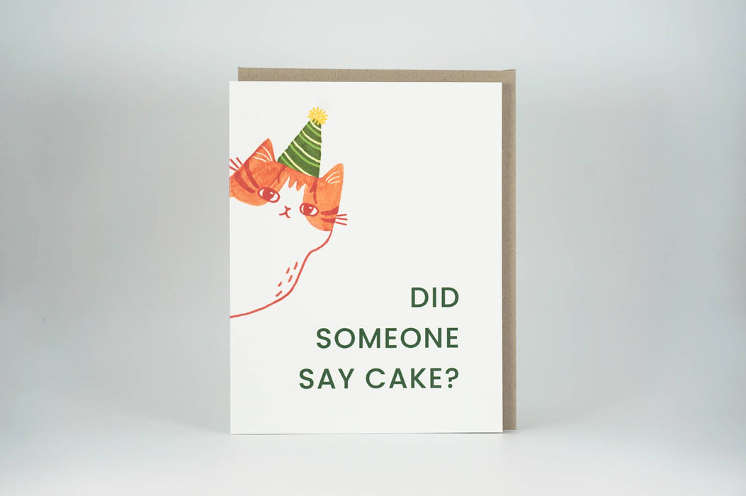 Peeping Orange Cat Birthday Greeting Card