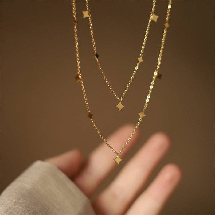 Dainty Star Layering Station Necklace in Stainless Steel