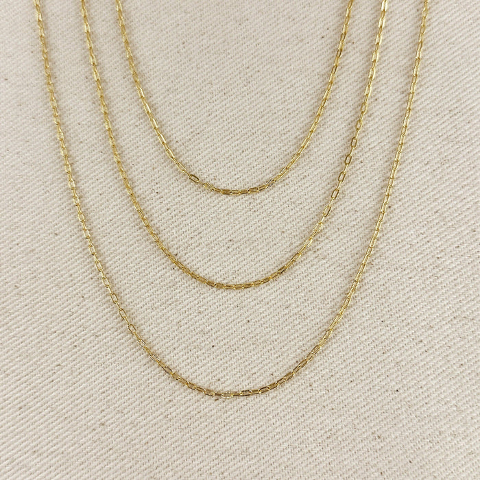 18k Gold Filled Mini Diamond Cut Paperclip Chain