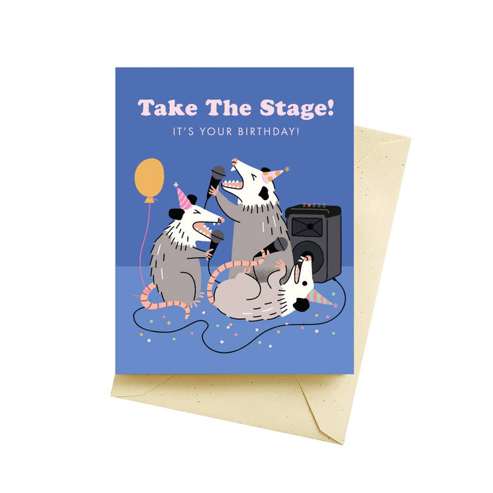 Opossum Karaoke Birthday Cards