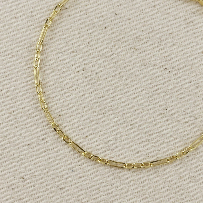 18k Gold Filled 2.1mm 3x1 Alternated Paperclip Bracelet