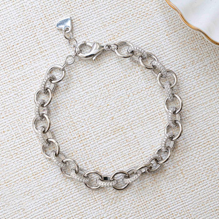 Round Pave Link Bracelet