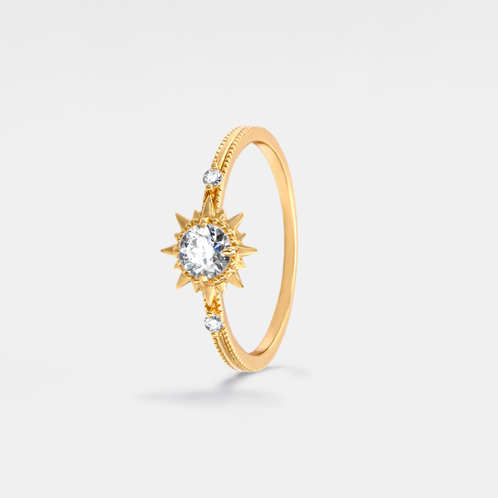 Dainty Gold Sun Stacking Band Ring in 925 Sterling Silver