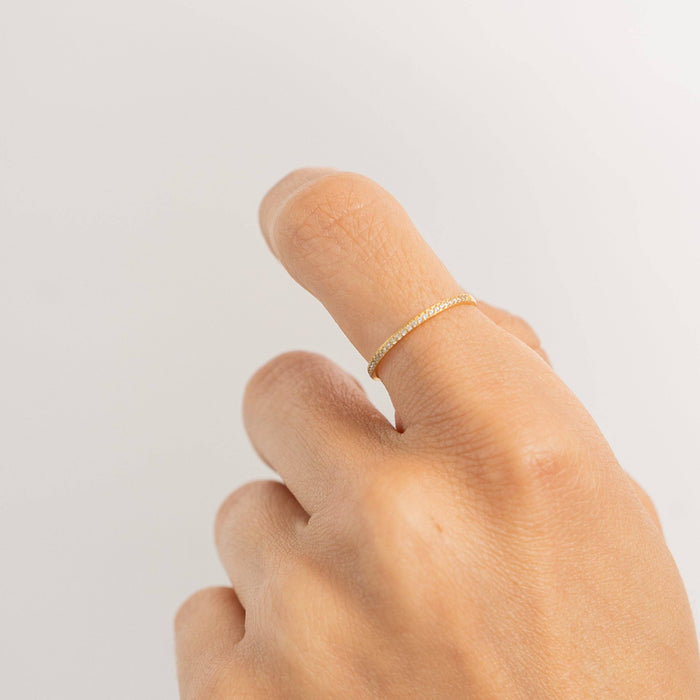Waterproof Gold Dainty Tennis Ring Band