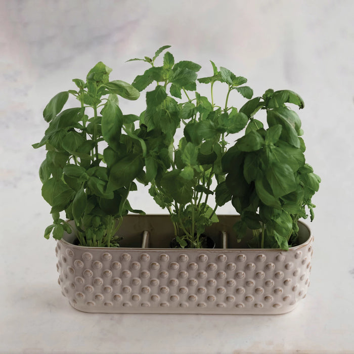 White Hobnail Window Planter w/ Three Sections