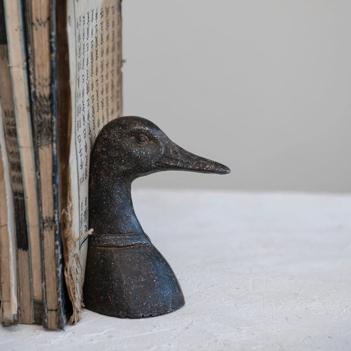 Cast Iron Duck Head Bookends - Set of 2