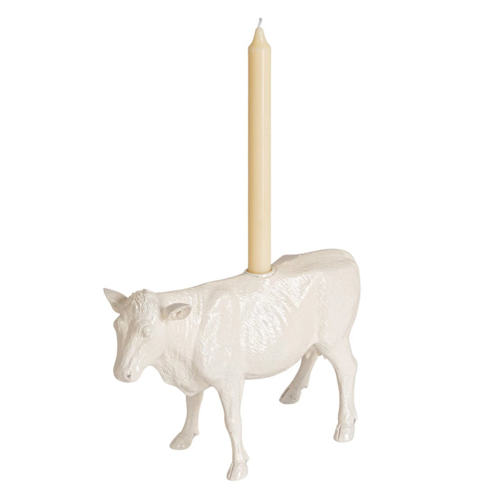 White Cow Taper Candle Holder