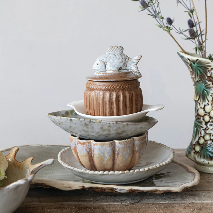 Stoneware Salt Cellar with Fish
