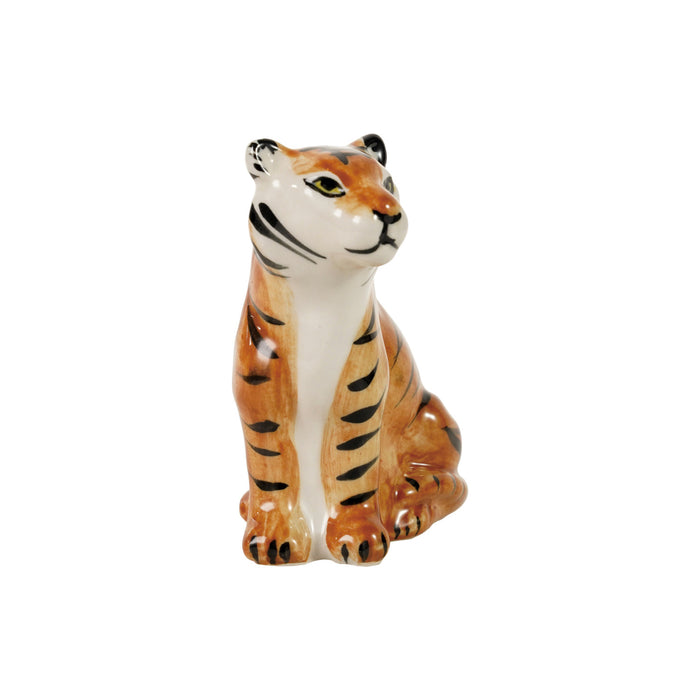 Hand-Painted Stoneware Tiger Shaped Vase