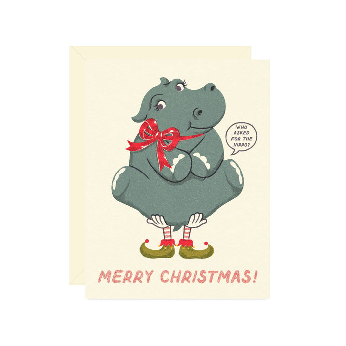 Hippo Christmas Card