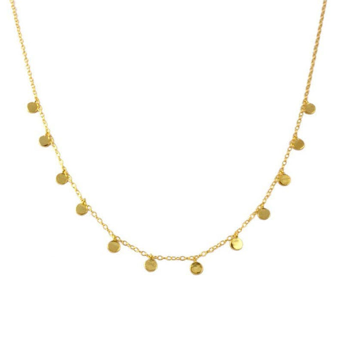 Dainty Round Charm Station Necklace in 925 Sterling Silver