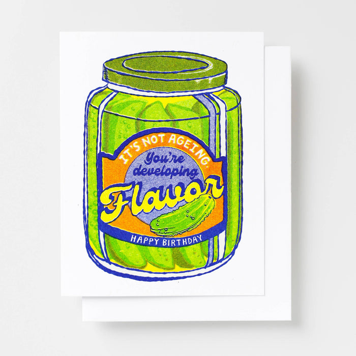 Happy Birthday Pickle Greeting Card Risograph Printed