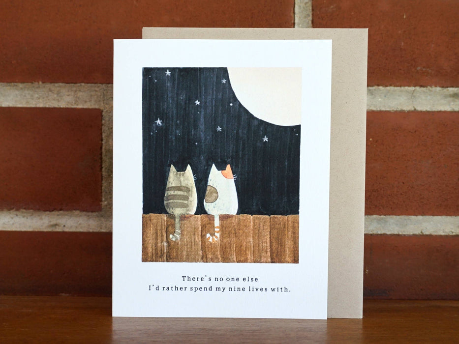 Moon Gazing Cats Anniversary Greeting Card