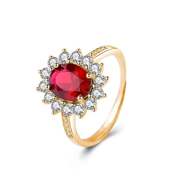 Oval-Cut Garnet Flower Statement Ring in 925 Sterling Silver