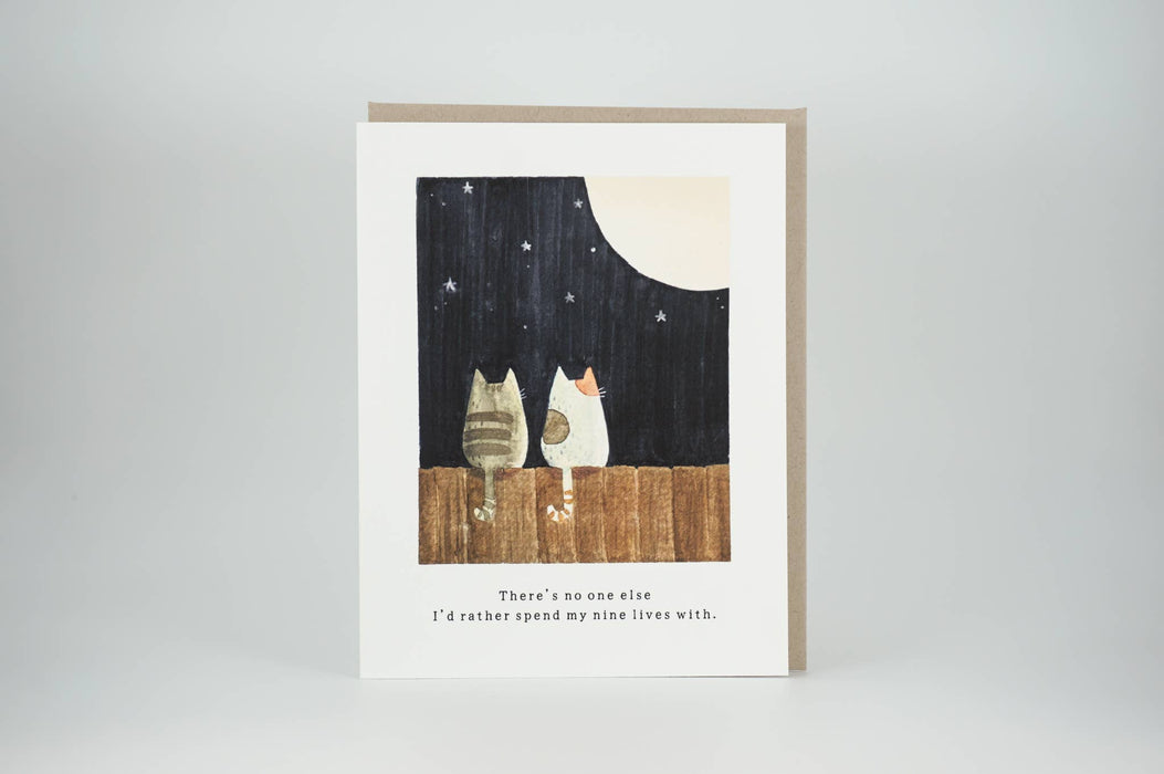 Moon Gazing Cats Anniversary Greeting Card