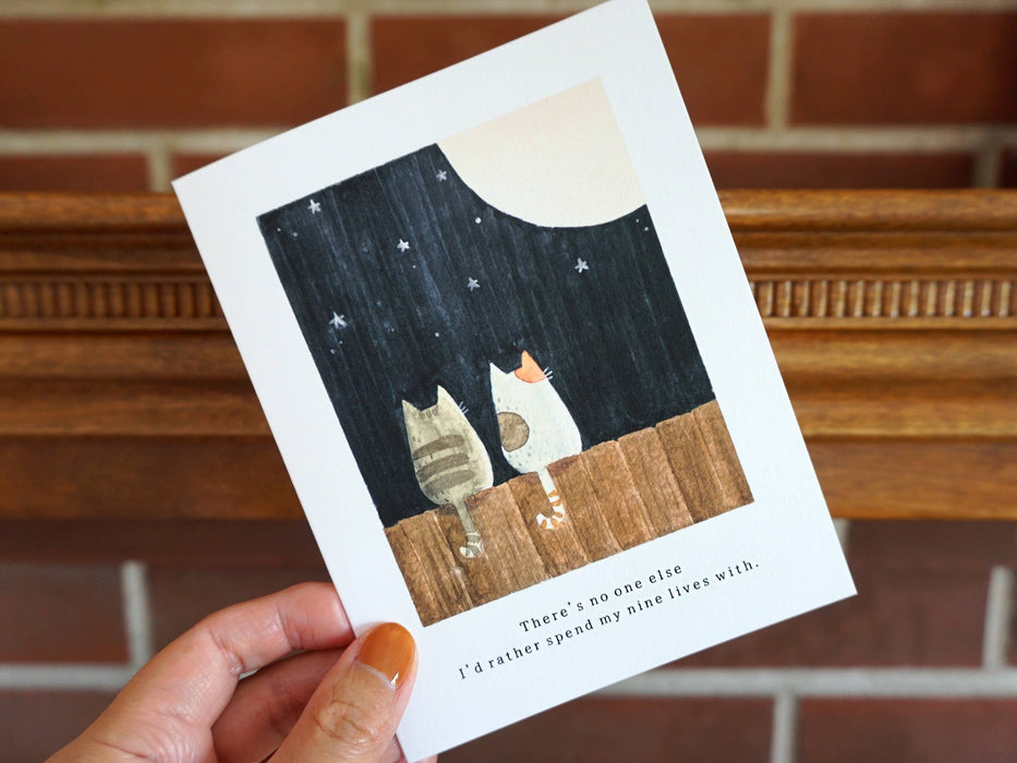 Moon Gazing Cats Anniversary Greeting Card