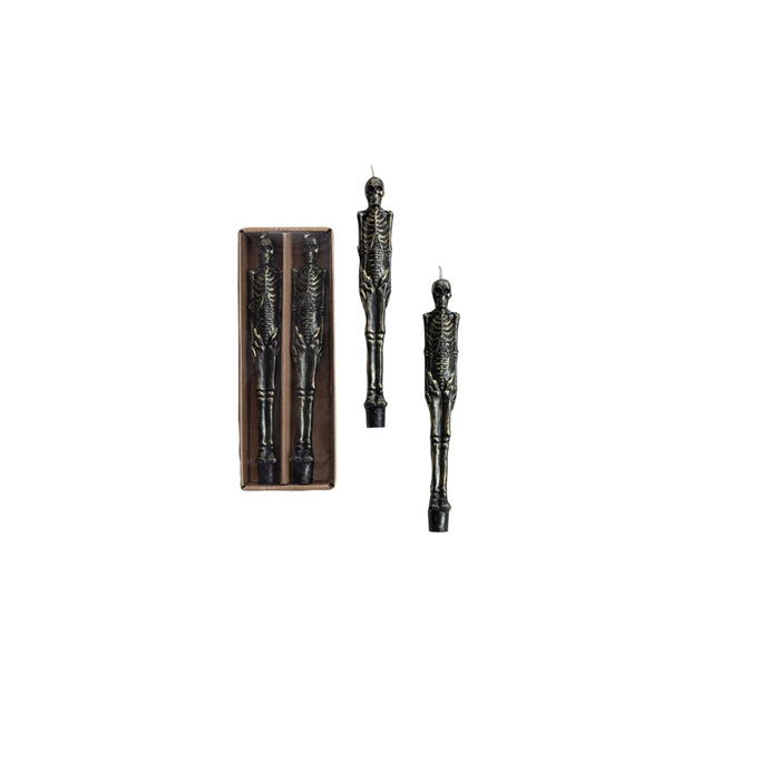 Skeleton Shaped Taper Candles in Box - Set of Two