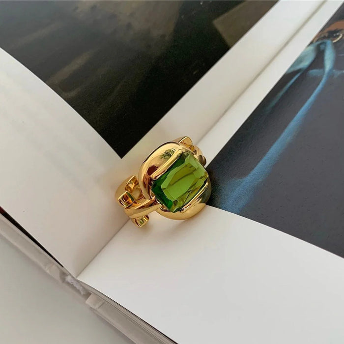 Green Gemstone Statement Ring