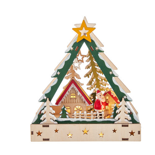 7.45" Battery Operated LED Lighted Tree Shape Village Scene
