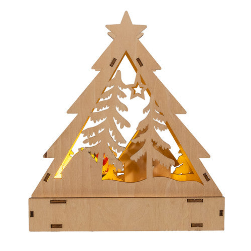 7.45" Battery Operated LED Lighted Tree Shape Village Scene