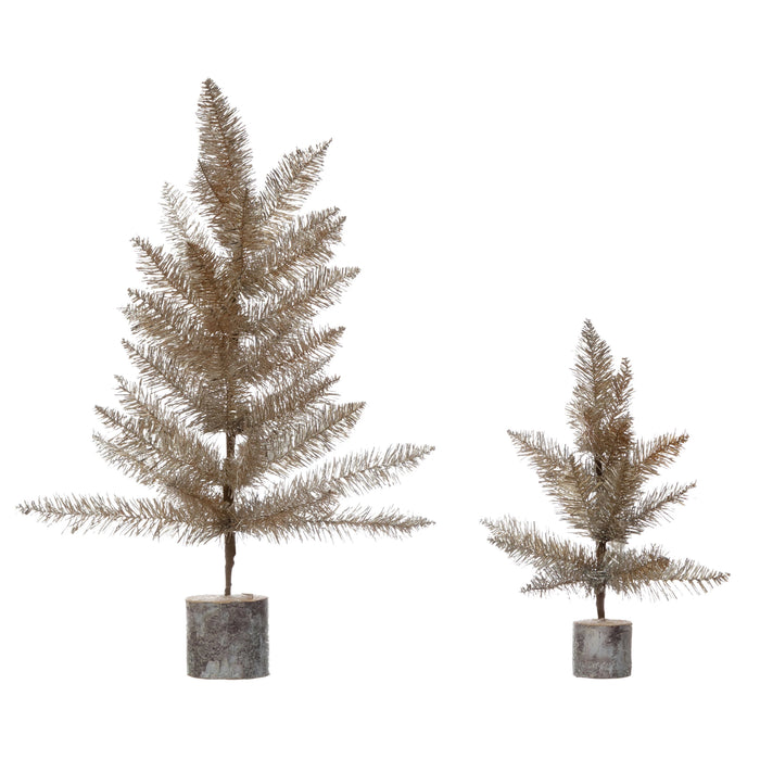 Tinsel Tree w/ Wood Base - Small