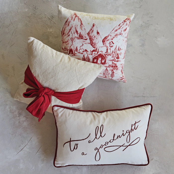 Hand-Woven Cotton Slub Bow Pillow