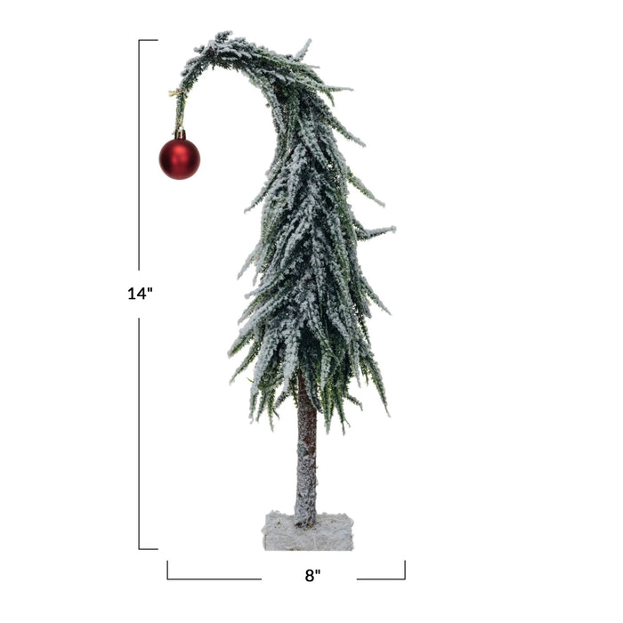 Faux Evergreen Tree w/ Red Ball Ornament