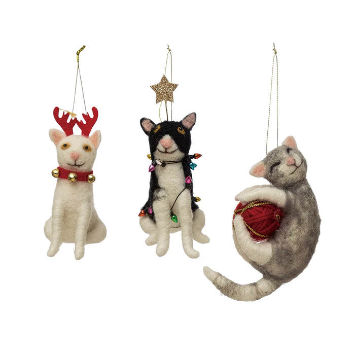 Wool + Felt Cat Ornament